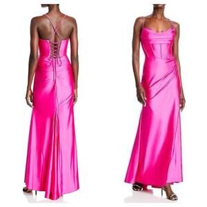 Aqua Satin Corset‎ Gown Size 16